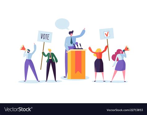 Political Meeting With Candidate Speech Election Vector Image