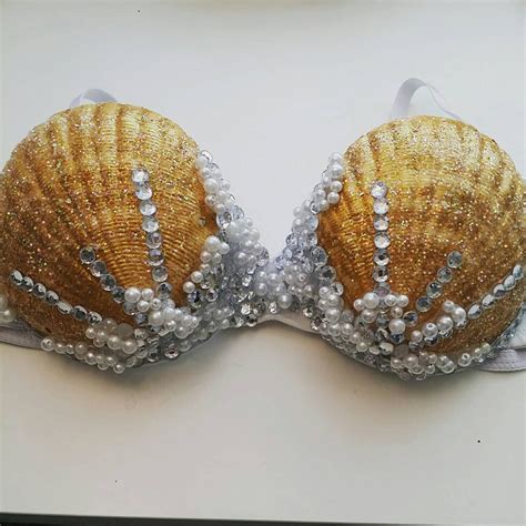 Large Sea Shell Mermaid Bra With White Pearls By Laedmbras On Etsy