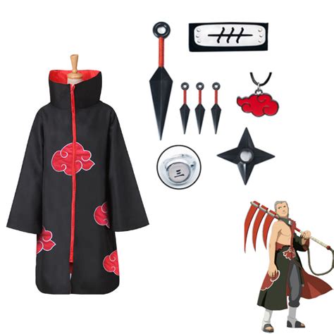 Us 3499 Naruto Akatsuki Hidan Cosplay Costume Cloak With Headband