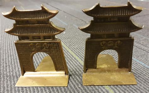 At Auction Antique Korean Brass Temple Bookends