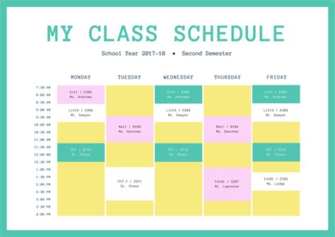 School Schedule School Timetable Printable Schedule Class Schedule