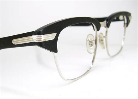 Vintage Mens 50s Black Browline Eyeglasses By Vintage50seyewear