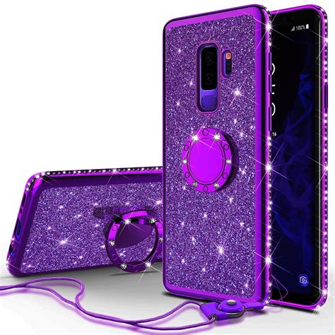 Glitter Cute Ring Stand Phone Case For Samsung Galaxy S9 Case Bling