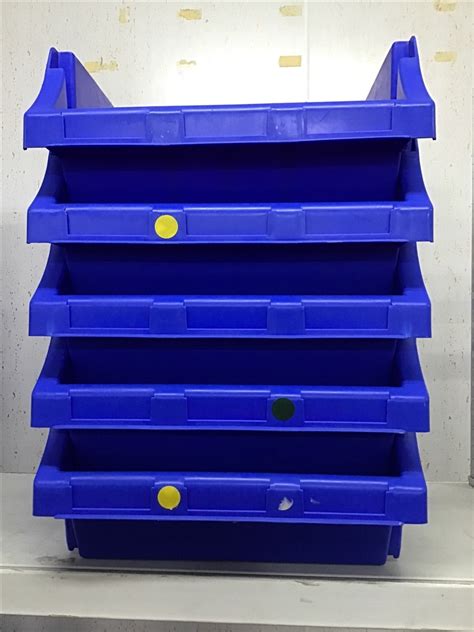 Nally Stackable Parts Tubs Large N60 Blue Plastic Quantity Of 5