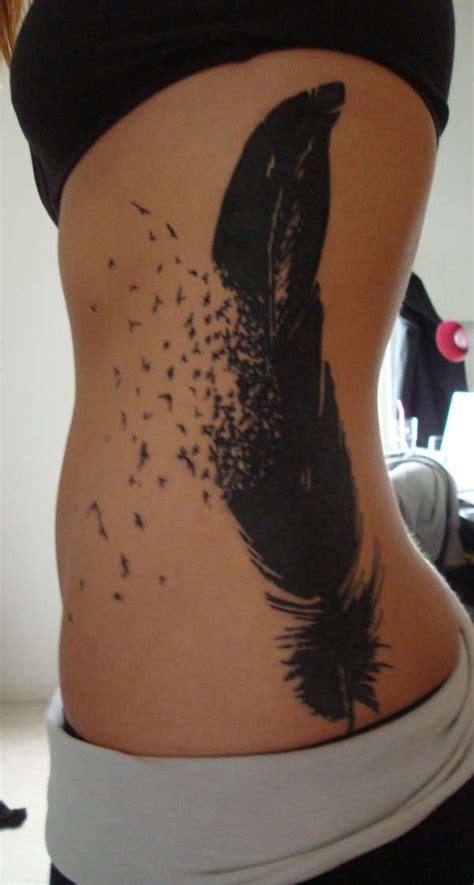 Awesome Huge Birds Of A Feather Tattoo On Side Belly Tattoomagz