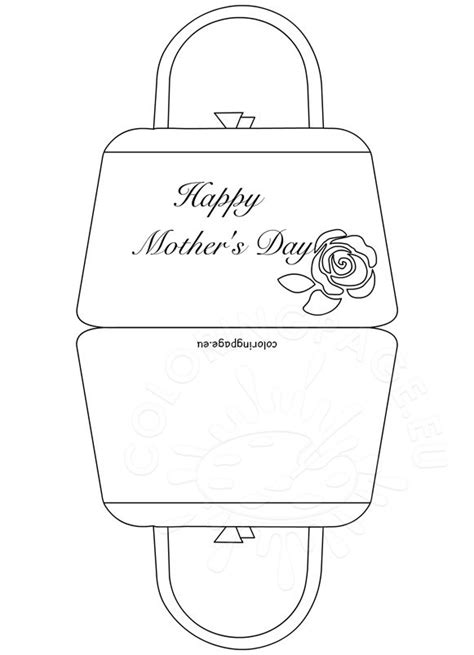 Card with flowers, gift for mom. Happy Mothers Day Card Bag - Coloring Page