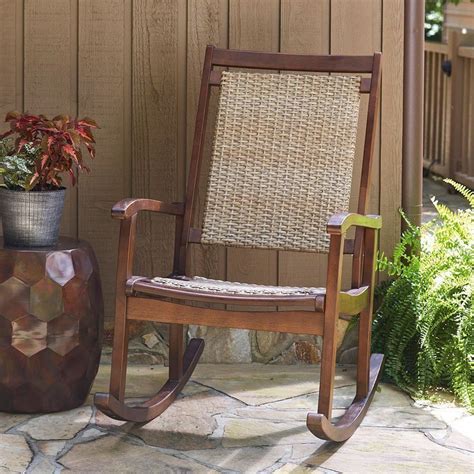 Emani Outdoor Rocking Chair Brown Signature Design Furniture Cart