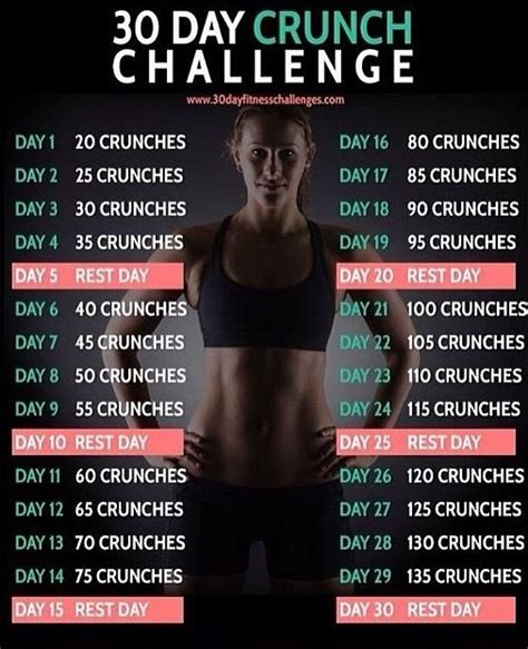 30 Day Crunch Challenge 30 Day Workout Challenge 30 Day Fitness