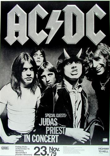 Rare Original Acdc Judas Priest 1979 Hamburg Germany Poster Last Bon