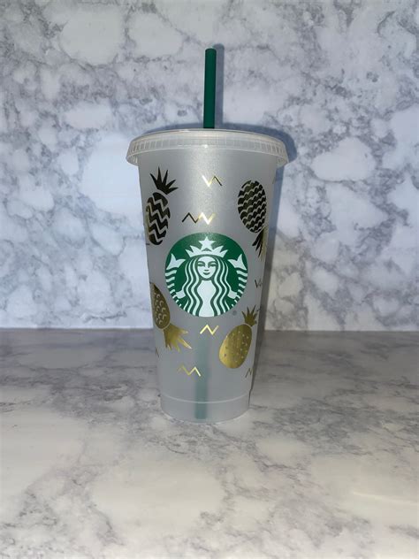 Pineapple Starbucks Cup 24 Oz Etsy