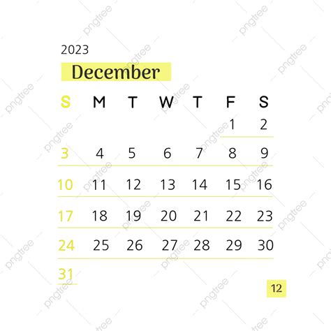 December Calendar Vector Hd Png Images December 2023 Calendar Vector