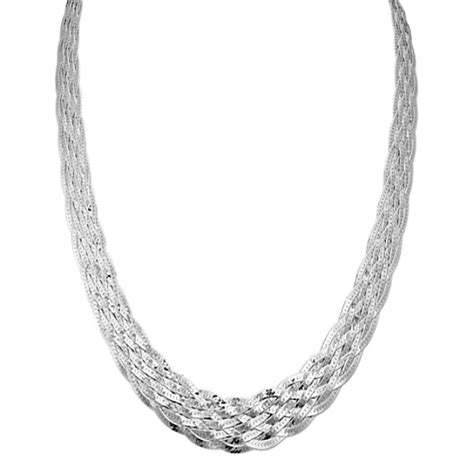 Woven Necklace In Sterling Silver 18 In Shane Co