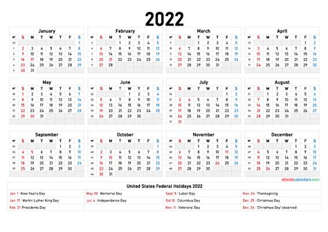 Free Printable 2022 Calendar 6 Templates