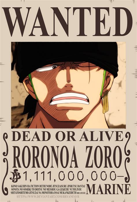 Roronoa Zoro Wanted One Piece Ch1058 By Bryanfavr On Deviantart