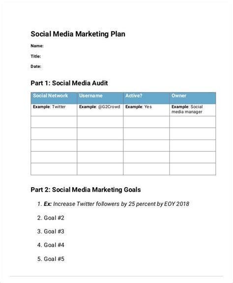 10 Social Media Marketing Business Plan Templates Pdf Doc