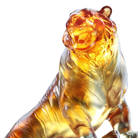 Tiger Crystal Animal Sculpture Figurines Liuli Crystal Art