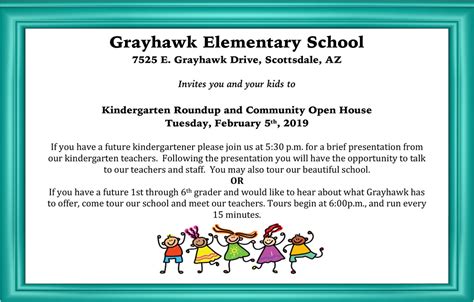 Kindergarten Open House Grayhawk Pto