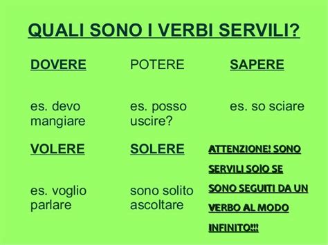 Cosa Sono I Verbi Servili - Forme particolari del verbo