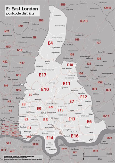 Map Of E Postcode Districts East London Maproom