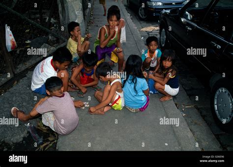 Children Playing In Street Manila Philippines Stock Photo Alamy