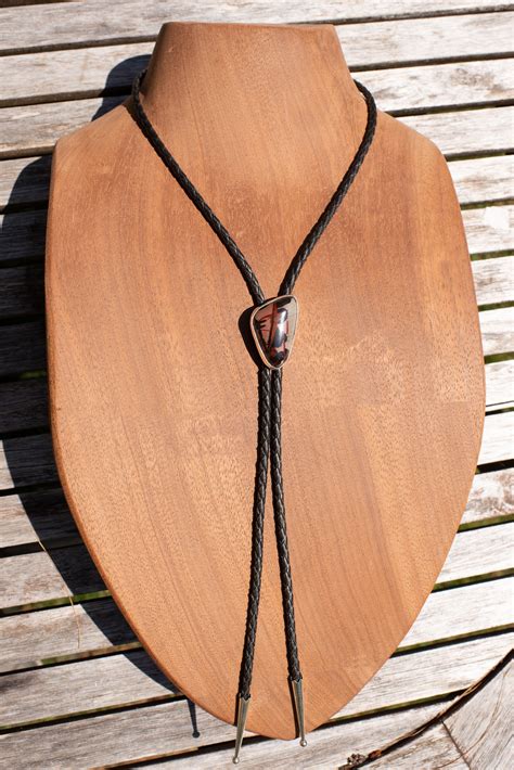 Sterling Silver Bolo Tie With A Stunning Picture Jasper Stone Handmade Bolo Natural Stone Bolo