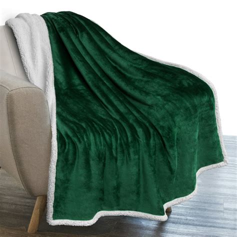 Pavilia Plush Sherpa Fleece Throw Blanket Emerald Green Soft Warm