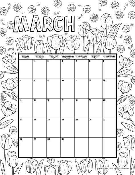 Free 2021 monthly calendar template service. March 2021 Printable Calendar Page | Woo! Jr. Kids Activities