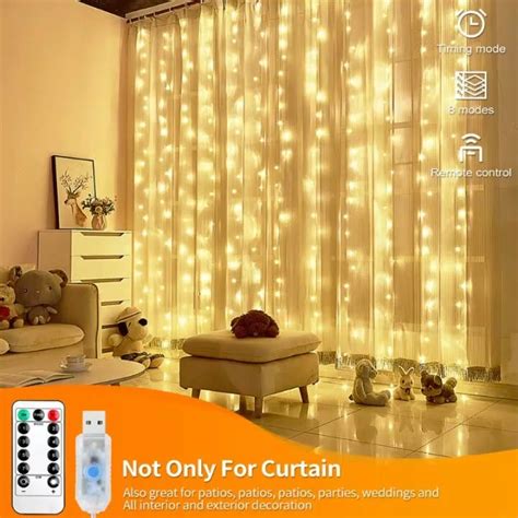3mx3m 300 Led Curtain Fairy Lights Usb String Hanging Wall Lights