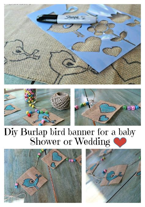 Transform your baby shower cards into nursery art! Diy burlap bird banner for a baby shower - Debbiedoos