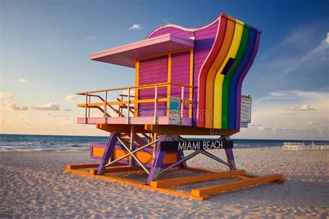 Miami Beach Lifeguard Hut At 12th Street Miami Florida Stock Photo
