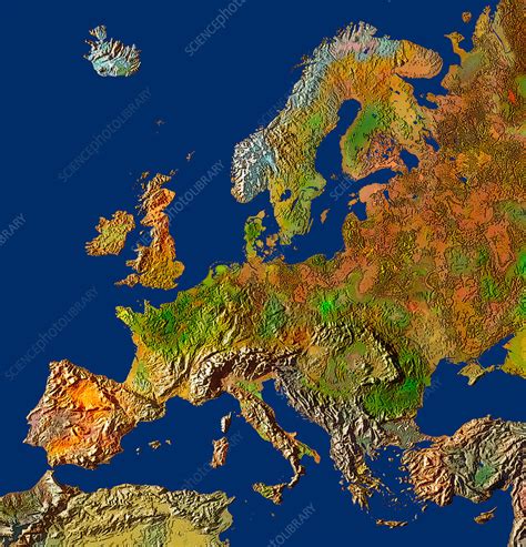 Map Of Europe In Relief Stock Image E Science Photo Library