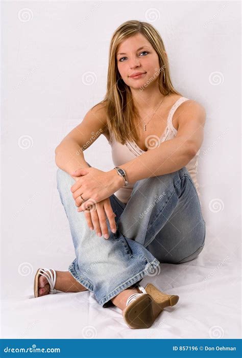 Blonde Sitting Knees Beautiful Stock Photos Free Royalty Free