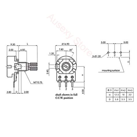 Potentiometer 50 5 10 K 100 K K Ohm Wh148 3pin 15 Millimeters Filter