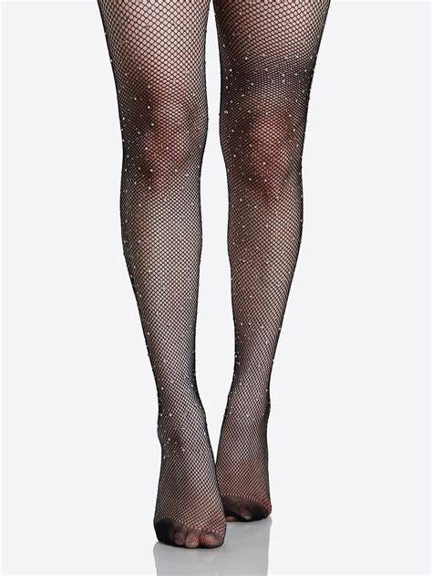 Diamond Fishnet Stockings Black Shein Sheinside