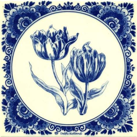 Delft Blue Tile 2 Tulips Tiles Holland Souvenir Shop Blauwe