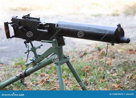 World War I Maxim Gun First Recoil Operated Machine Gun Stock Image