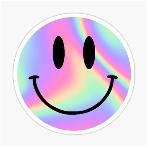 Holographic Smiley Face Sticker For Sale By Avavanek Redbubble