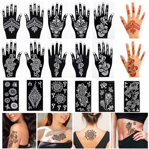 buy henna tattoo stencil kit 16 sheets henna tattoo sticker for hands legs and other parts of