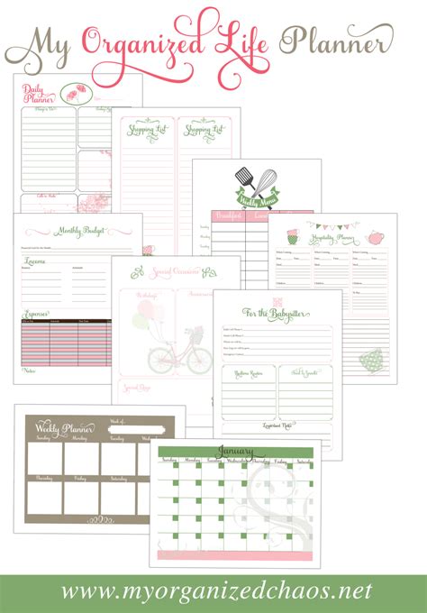 My Organized Life Printable Planner My Organized Chaos