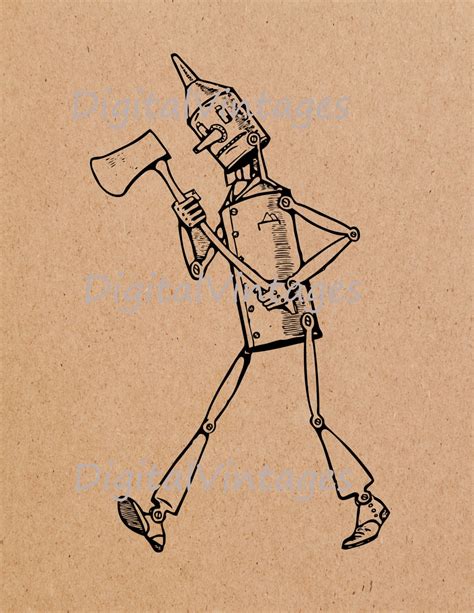 Tin Woodsman Tin Man Wizard Of Oz Vintage Illustration Digital