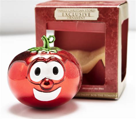 Veggie Tales Bob The Tomato 2004 Glass Christmas Ornament Antique