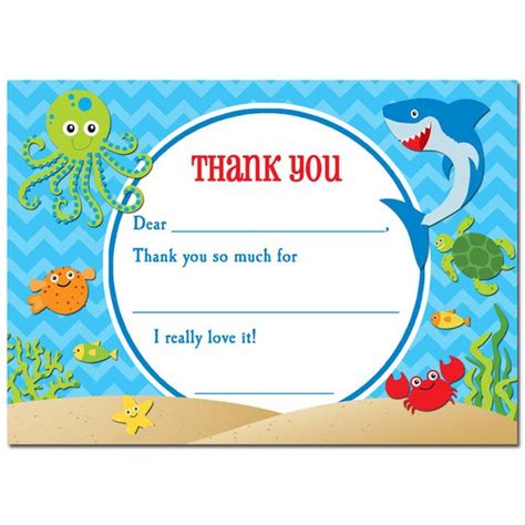 Under The Sea Thank You Note Printable Instant Download Sea And
