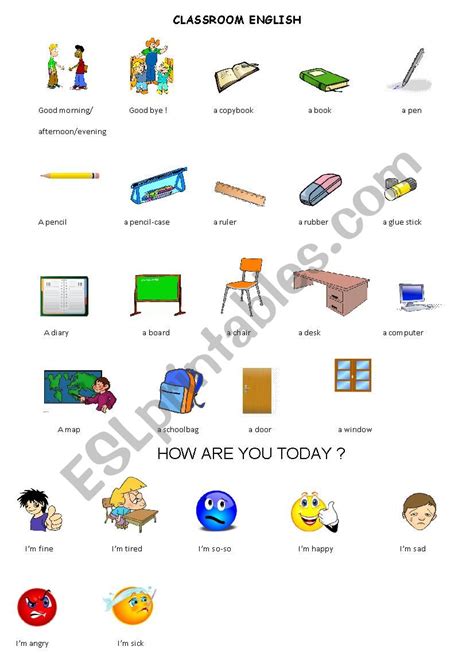 Classroom English Esl Worksheet By Fabmul
