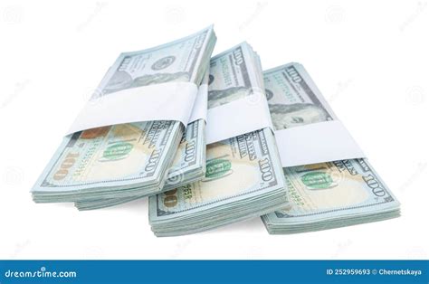 Bundles Of Dollar Banknotes Isolated On White American National