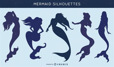 Set Of Mermaid Silhouettes Vector Download