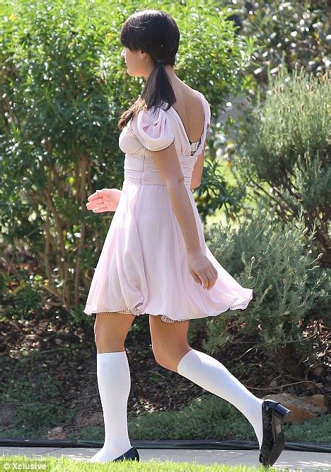 Lea Michele Wears Knee Highs With Her Pretty Pink Dress On Glee Set