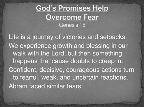 Ppt Gods Promises Help Overcome Fear Genesis 15 Powerpoint Presentation Id1913332