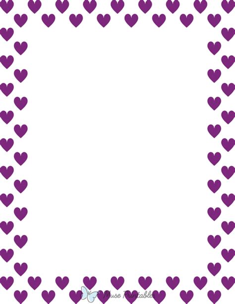 Printable Purple On White Heart Page Border White Heart Boarders And