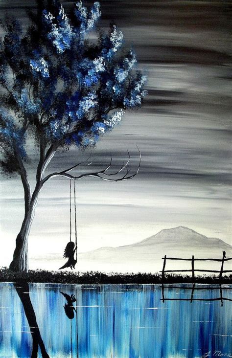 Items Similar To The Girl On The Swing Ii Original Acrylic Vertical