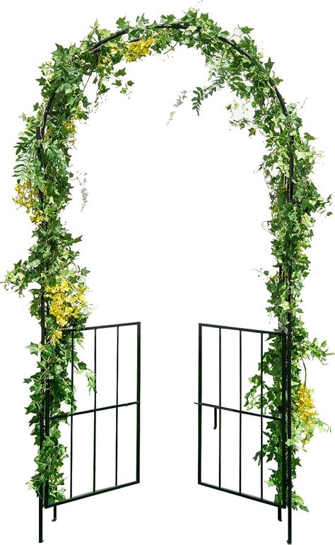 Giantex Garden Arbor Trellis With Door 75ft Metal Garden Arch With
